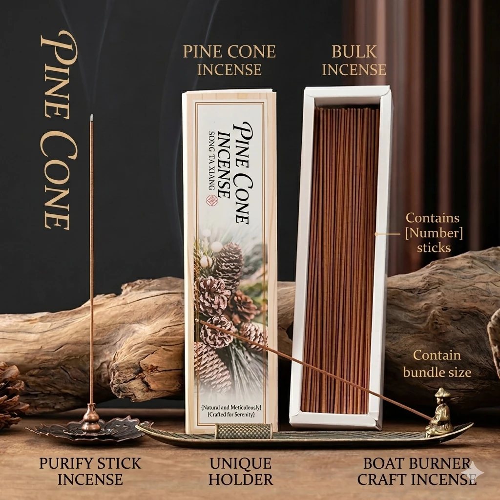 400-Stick Premium Pine Cone & Pomelo Leaf Incense Set – Traditional Purifying Aromatherapy for Home & Indoor Zen – Long-Lasting Natural Fragrance