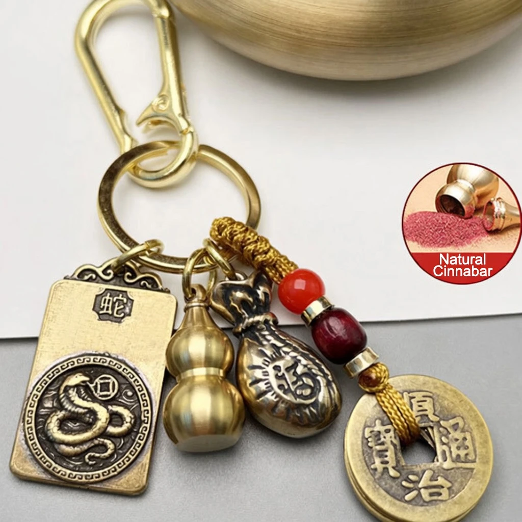 Zodiac Guardian & Wealth Magnet Keychains | Double-Sided "Deity & Sign" Sacred Charms | Peach Wood Gourd & Five Emperor Coins | Personalized Prosperity Pendants