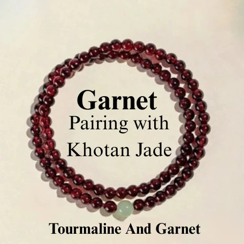 Putuoshan Style Garnet & Silk-Luster Jade Bracelet | Heritage Jewelry for Abundance & Vitality