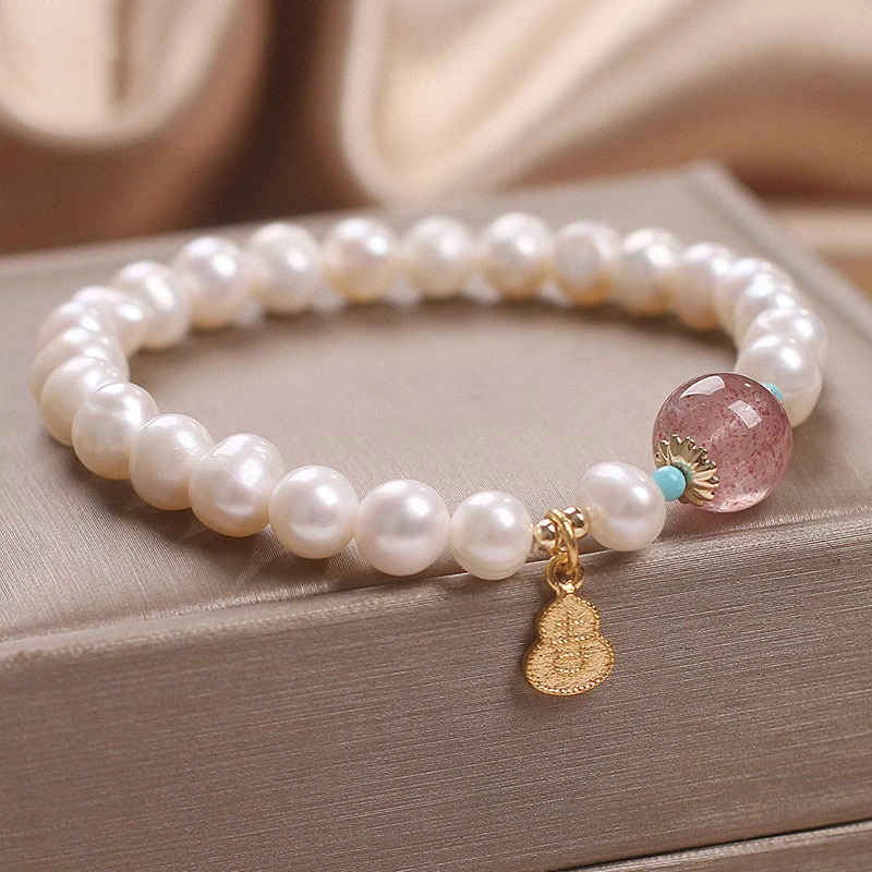 Eternal Bond Freshwater Pearl & Gourd Bracelet | Light Luxury "Auspicious" Gift for Soul Sisters