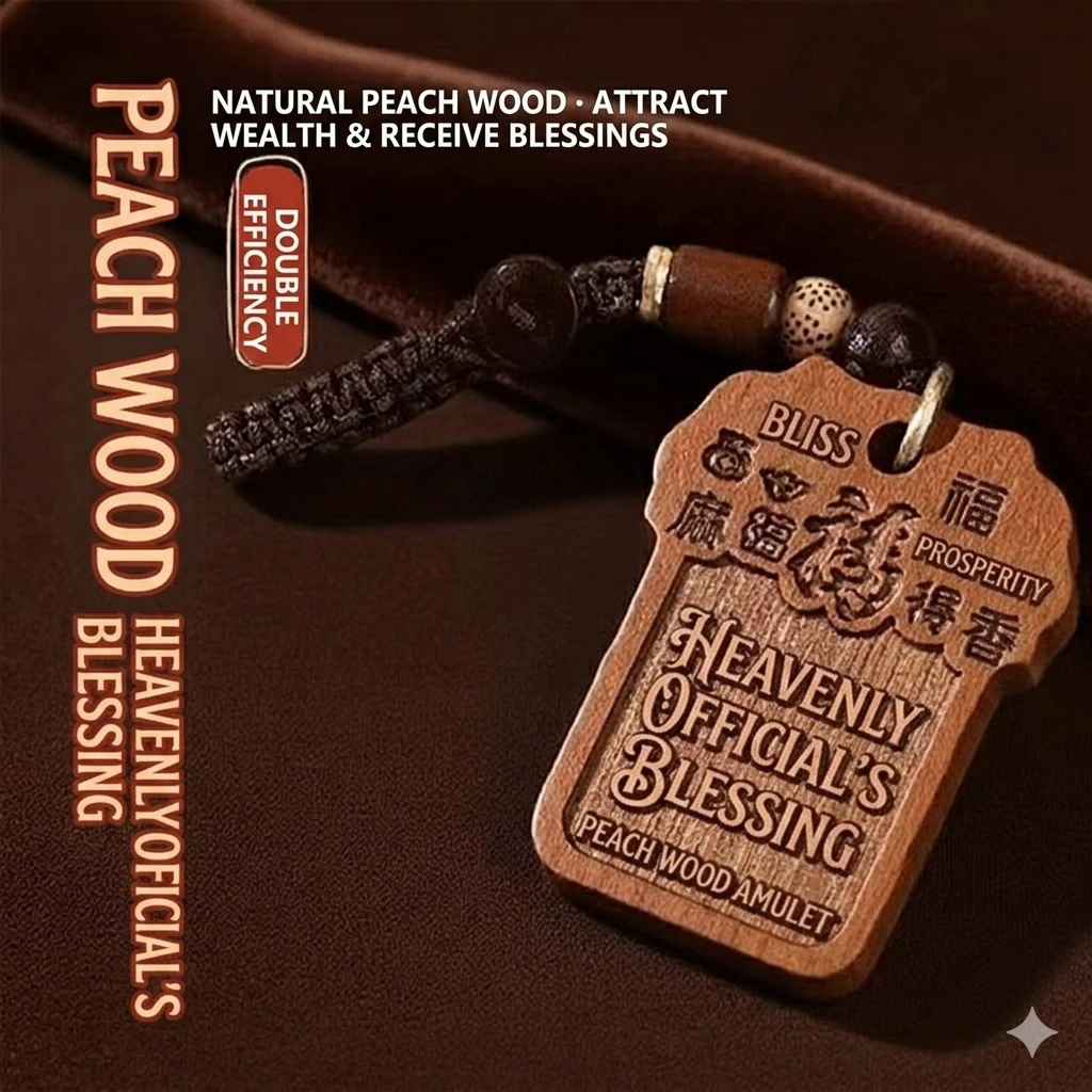 "The Path of Light" Peach Wood Amulet – Artisanal Keychain for Mindfulness and Positive Intentions