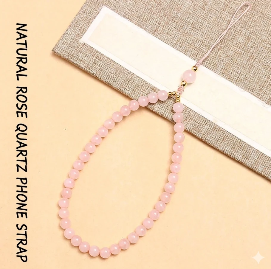 Inner Glow Pink Crystal Phone Charm | Handmade Artisan Wristlet for Mindful Connection