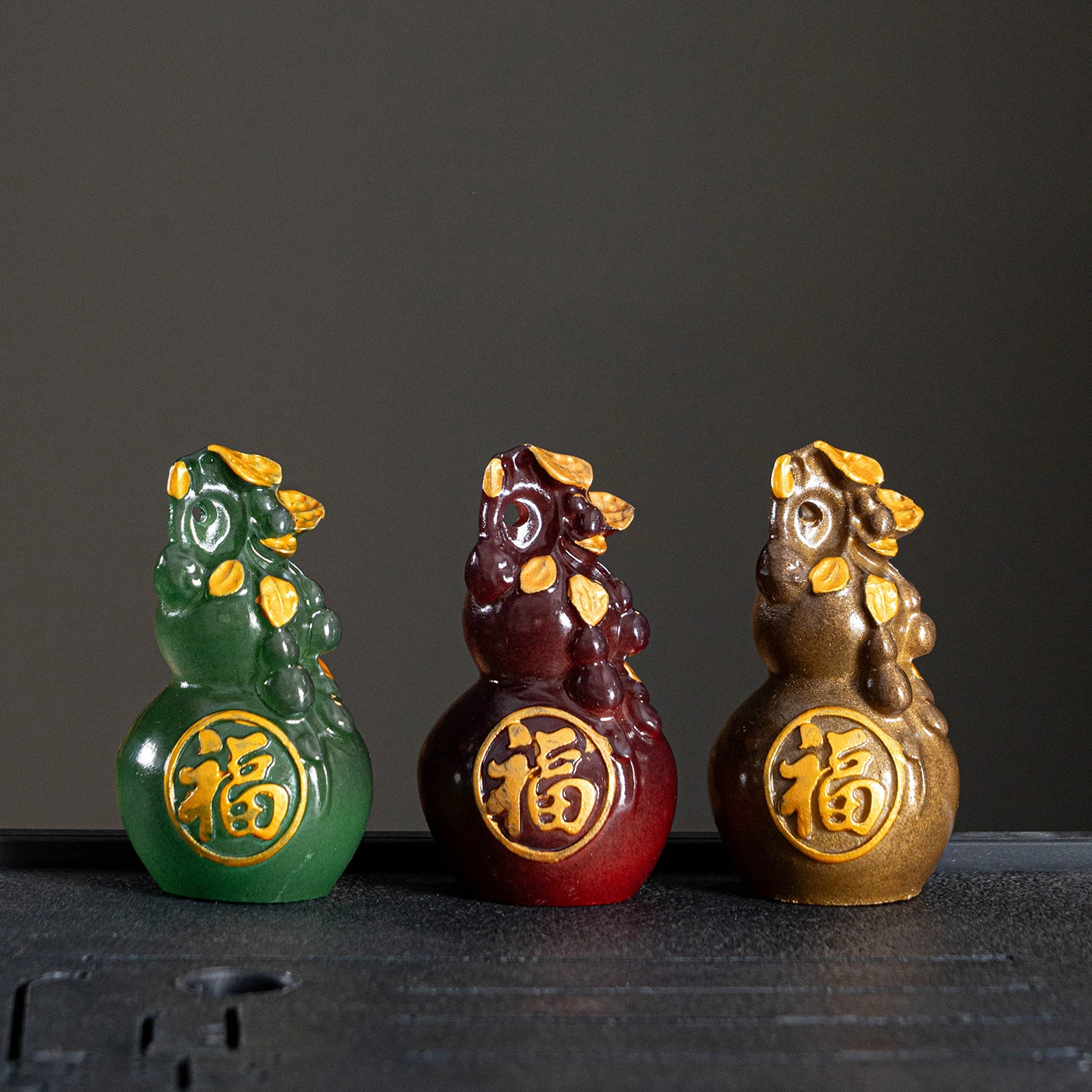 Heat-Reactive "Five Blessings" Gourd | Fine Tea Tray Ornament & Zen Décor