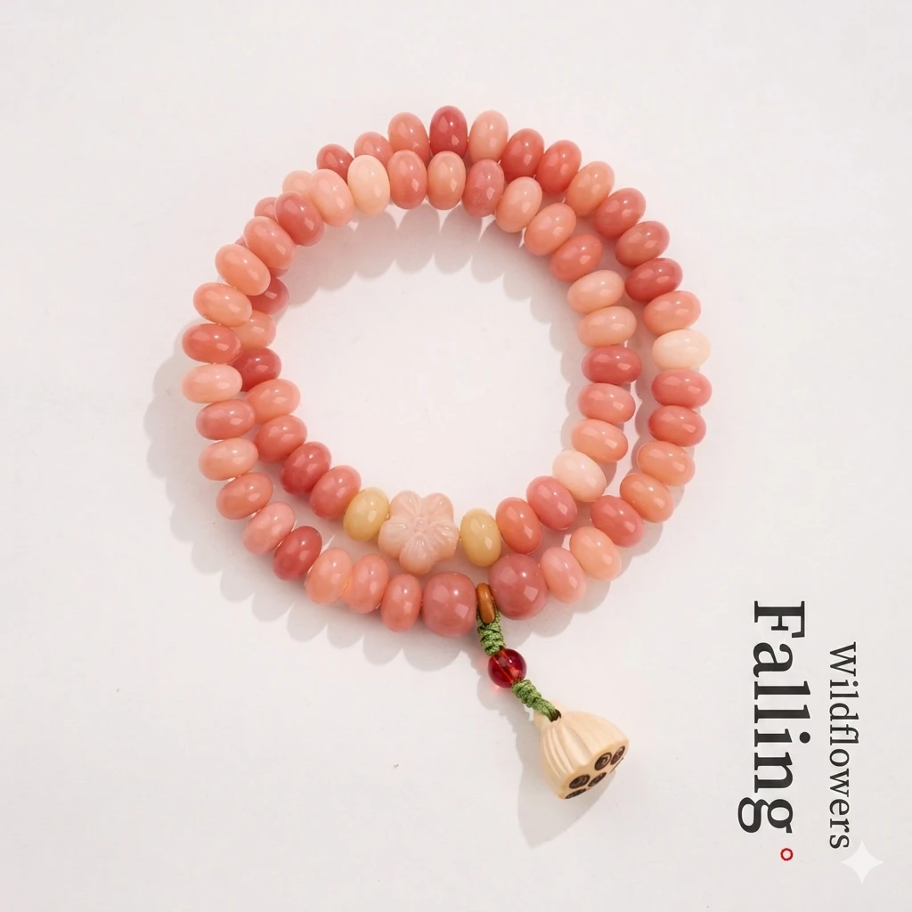 Serene Radiance | Ice-Transparent Pink & White Jade Bodhi Double-Wrap Bracelet: A High-End Light Luxury Anchor for Modern Mindfulness