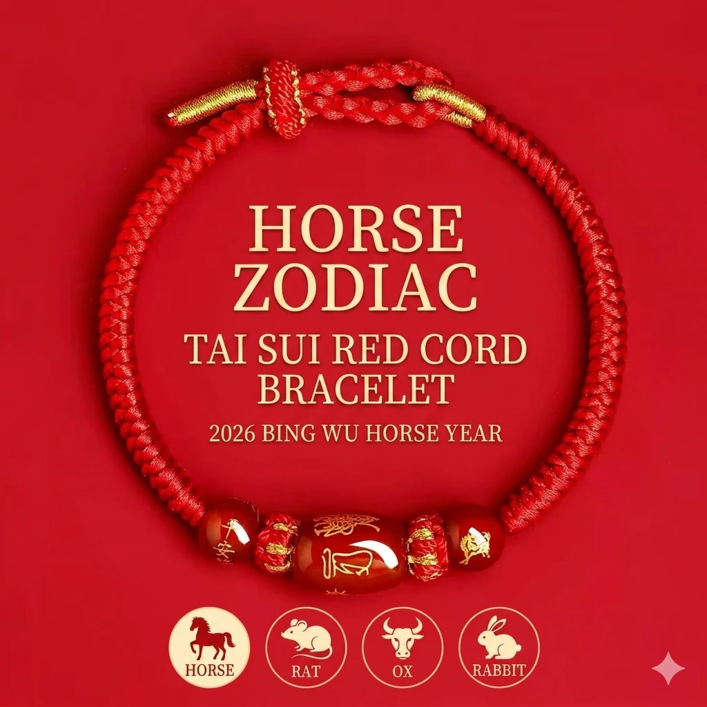 2026 "Year of the Horse" Red String Bracelet – Natural Agate Protection Amulet – Handmade Minimalist Jewelry for Success & Vitality – Empowerment Gift