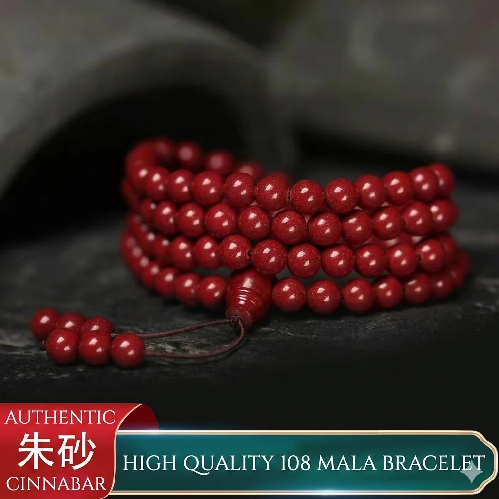 Eternal Balance | 108-Bead Cinnabar Rosary: High-Purity Raw Ore Purple Gold & Emperor Sand Multi-Layer Bracelet