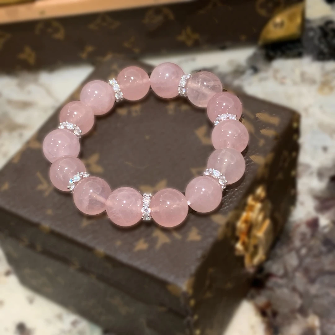 Madagascar "Peach Pink" Rose Quartz Bracelet | The Golden Glow of Self-Love and Romance