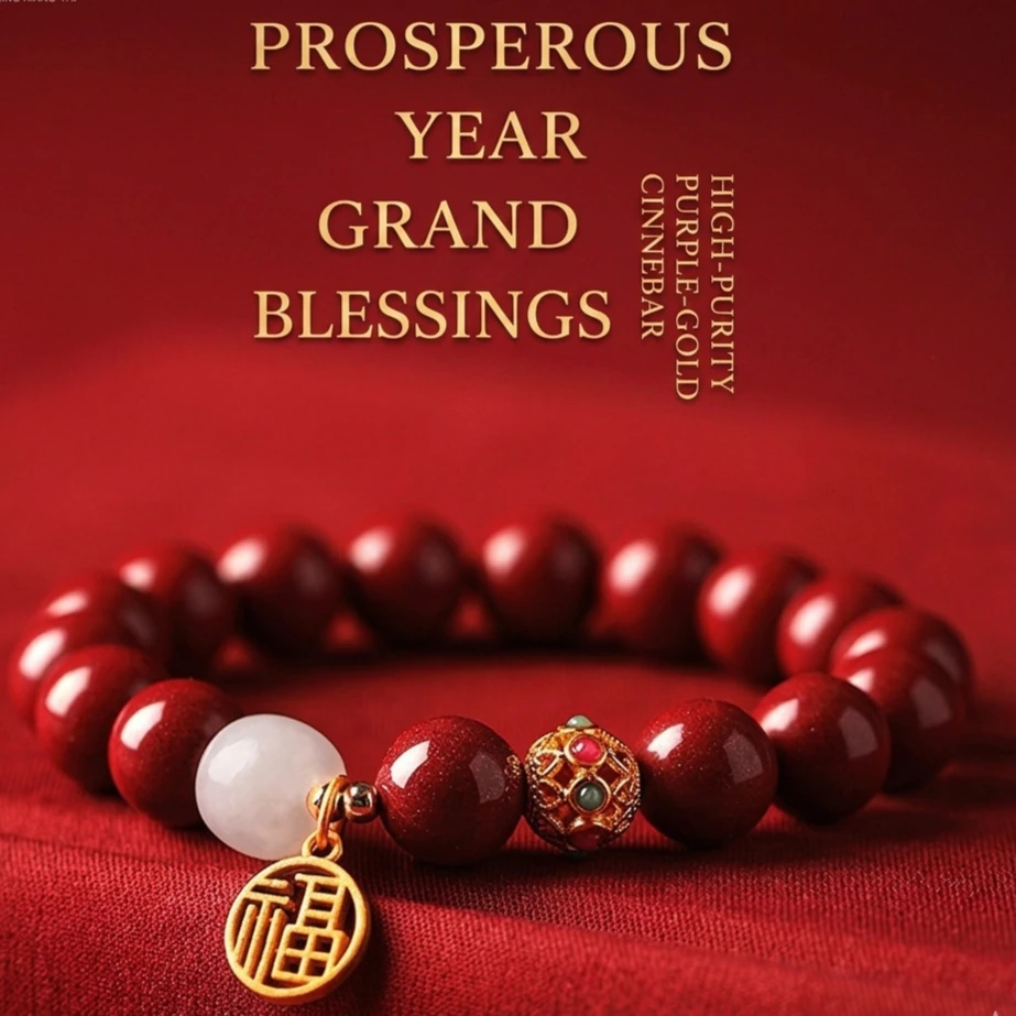The Guardian’s Heritage Raw Cinnabar & Hetian Jade Vitality Bracelet