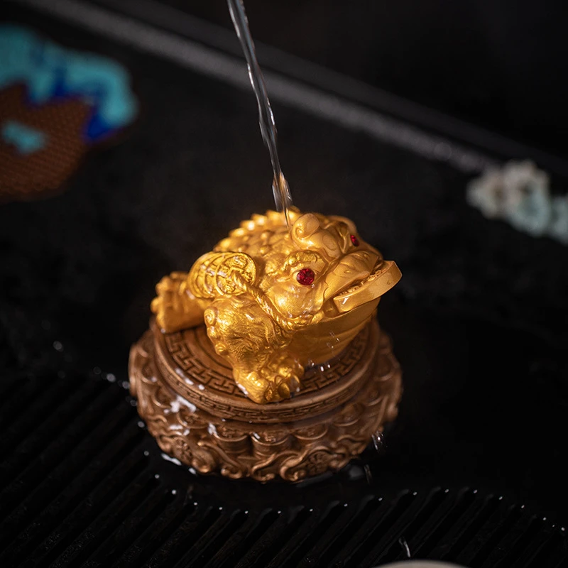 3D Rotating "Lucky Toad" Tea Pet | Color Changing | Feng Shui Prosperity Décor