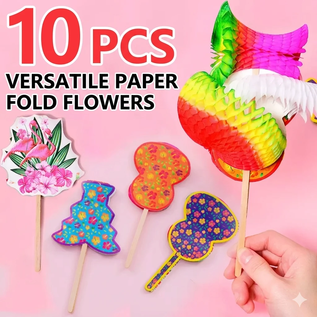 Traditional Ever Changing Paper Flower Toy Heritage Paper Flipping Craft for Kids and Nostalgic Desktop Decor.10 large-sized items will be randomly shipped.