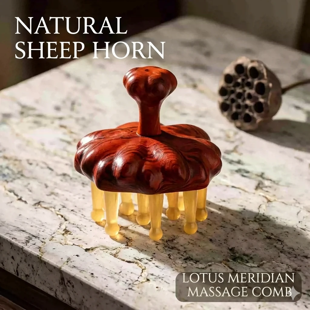 Changzhou Heritage Sheep Horn & Rosewood Massager | Ancient Wisdom for Modern Stress Relief & Scalp Vitality