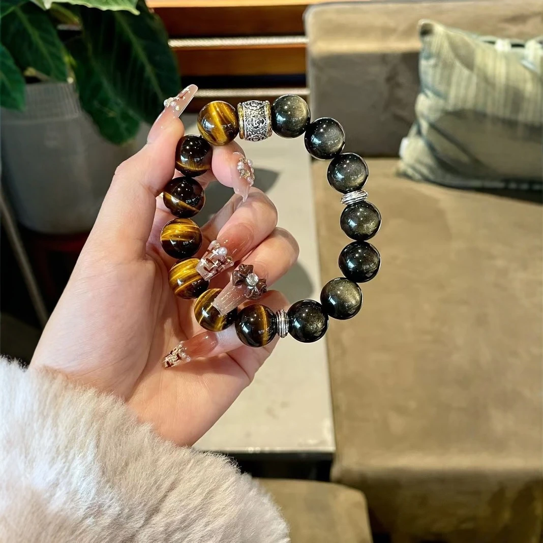 The Guardian Within | Golden Obsidian & Mantra Bracelet for Inner Peace
