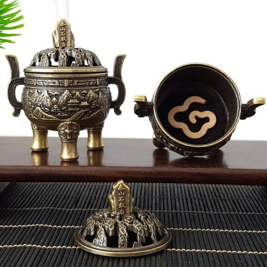 Taishan Stone Shield & Auspicious Deer Copper Alloy | Hanging Incense Talisman for Unshakeable Stability & Protection