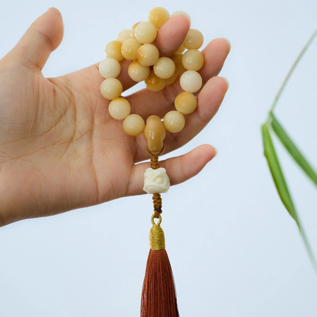 Natural Jade Bodhi "Lion King" Bracelet – Charcoal-Roasted Buddhist Prayer Beads for Men & Women