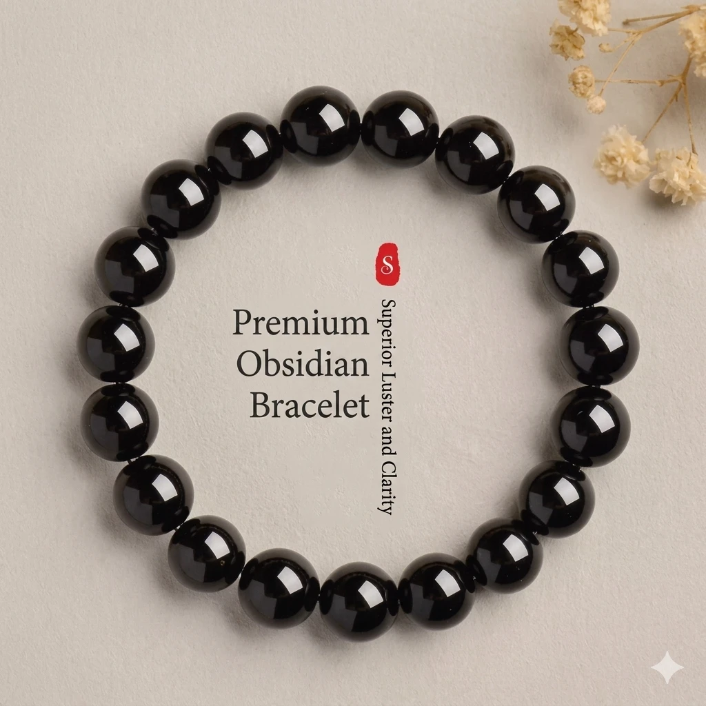 Matching Obsidian "Strength" Bracelets – Couple’s Good Luck Beads – Genuine Natural Crystal for Protection & Deep Connection