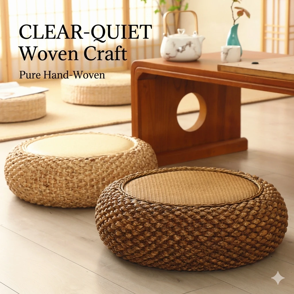 SereneSpace™ Handcrafted Rattan Futon – Thickened Zen Meditation Mat & Grounding Floor Cushion for Mindful Living