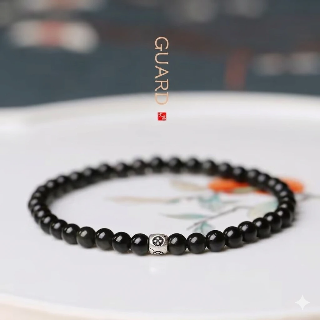 Natural Rainbow Obsidian Bracelet for Women – Ultra-Fine Smoky Quartz & S925 Silver Bracelet | Elegant Gift for Girlfriend | Couple Style Jewelry