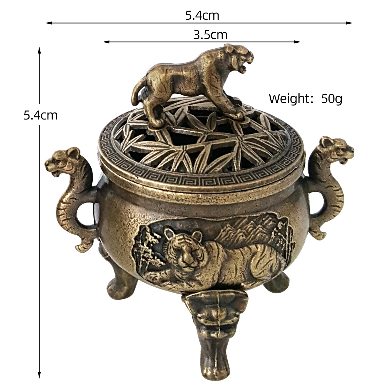 Ziliyue "Power & Grace" Zen Burner: Tiger Talisman & Auspicious Deer Copper Alloy | Small Hanging Incense Ornament for Inner Strength & Prosperity
