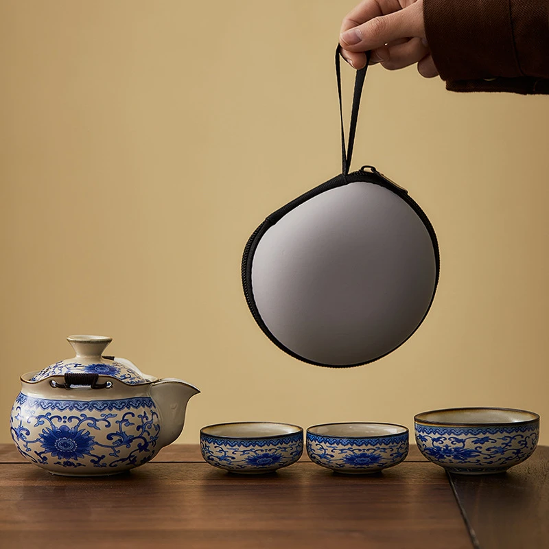 Yujian Blue & White Porcelain Teapot – Dehua Light Luxury Kung Fu Tea Pot with Crackle Glaze