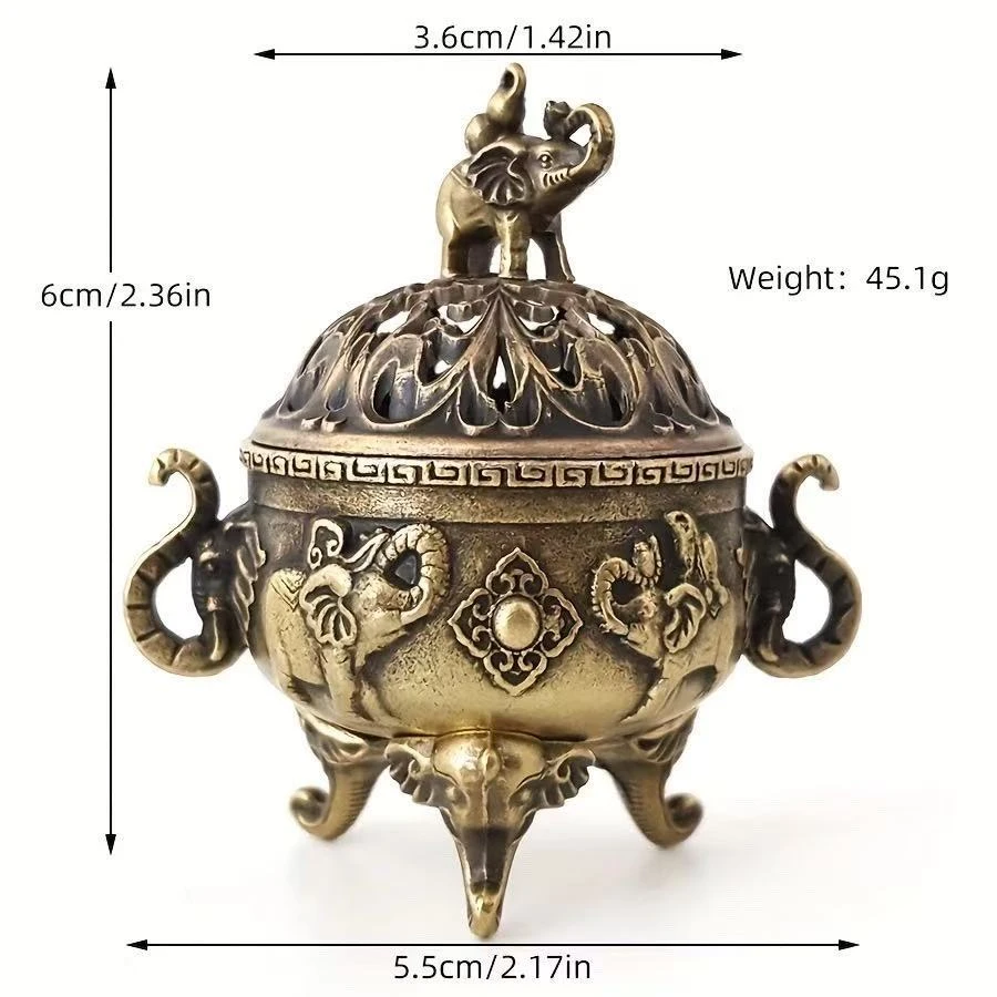 Ziliyue "Ancient Guardians" Incense Burner: Peaceful Elephant & Auspicious Deer Copper Alloy | Zen Desktop Ornament for Mindfulness & Prosperity