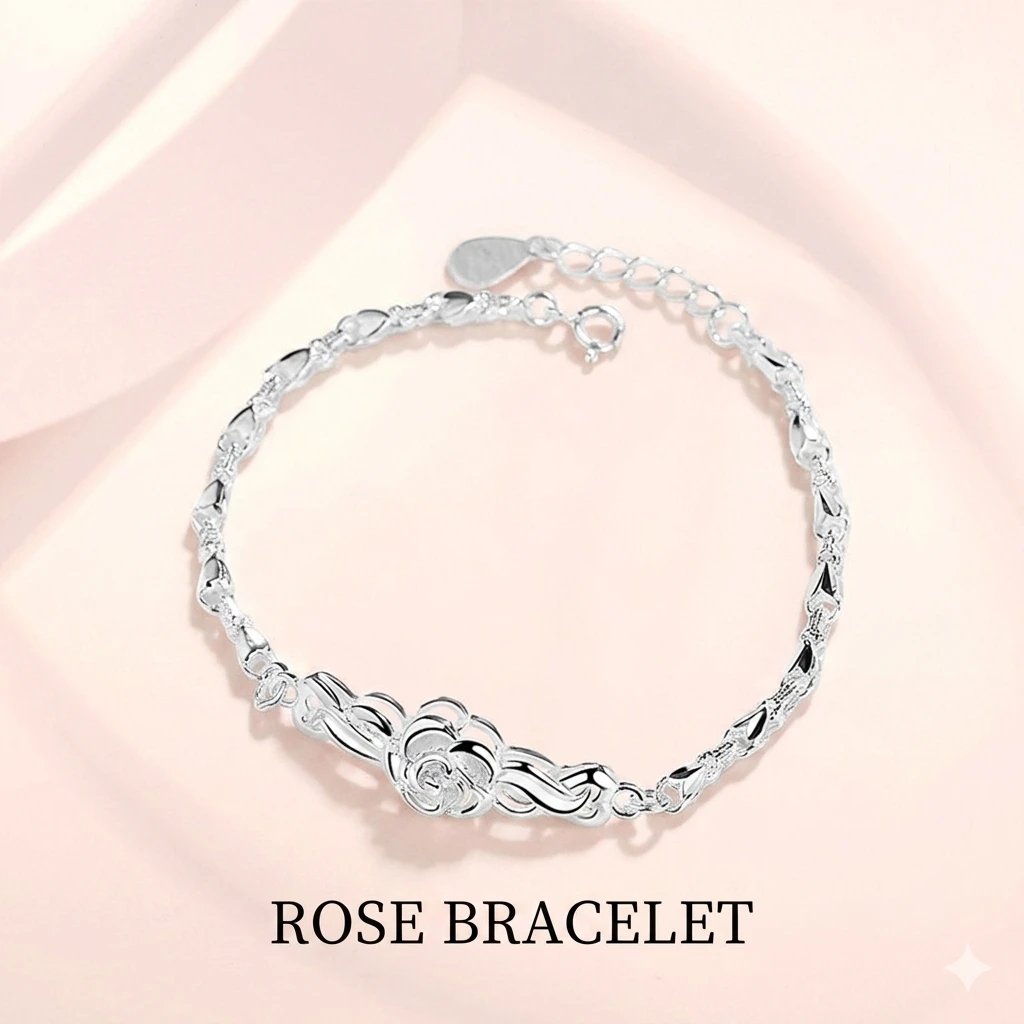 S999 Pure Silver "Blooming Rose" Bracelet – Artisanal Niche Jewelry for Grace & Resilience