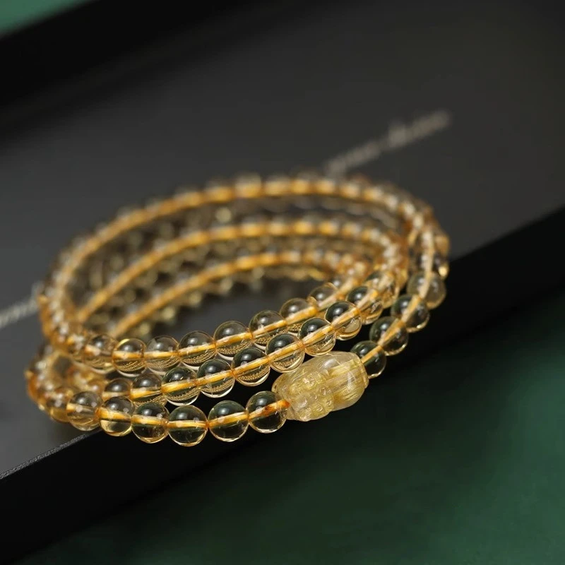 Brazilian Collectible Citrine Bracelet | The "Golden Sun" Three-in-One Talisman for Success