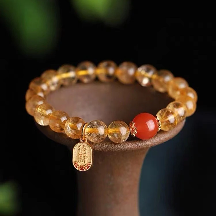Radiant Vitality Natural Brazilian Citrine & Red Agate Bracelet