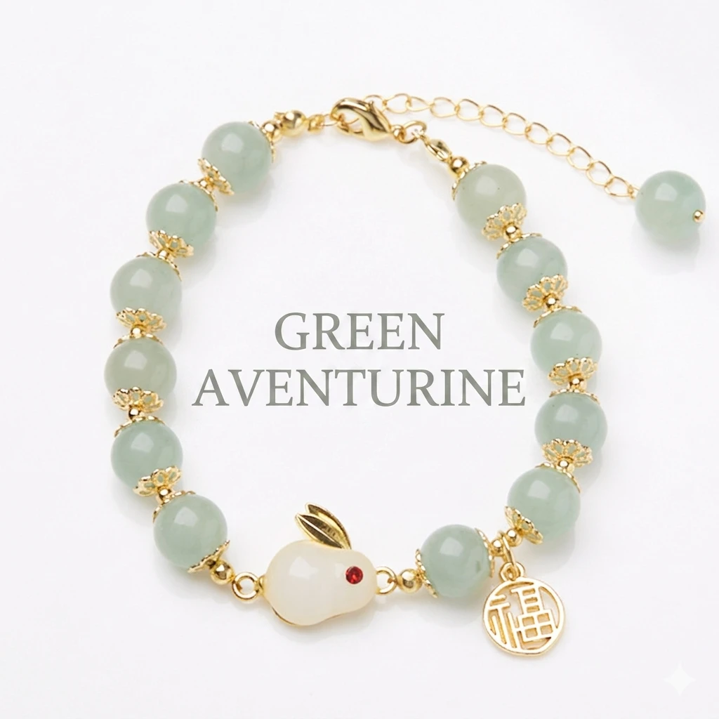Sacred Green Dongling Jade Rabbit Bracelet – High-End Buddhist Jewelry for Luck & Inner Peace