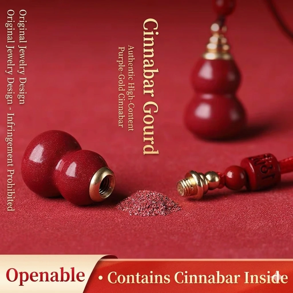 Purple-Gold Sand & Cinnabar Gourd Charm Keychain | Lucky Pendant for Keys & Collectibles
