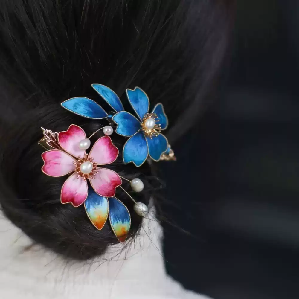 Yinmu Original Handmade Begonia Flower Hair Clip Oriental Aesthetic Floral Accessory and Decorative Art Piece