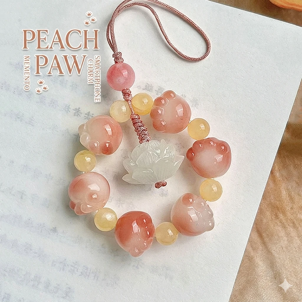Luminous Bodhi Cat Claw Phone Charm – Glow-in-the-Dark "Niantao" Protection Amulet & Zen Flower Bell Ornament